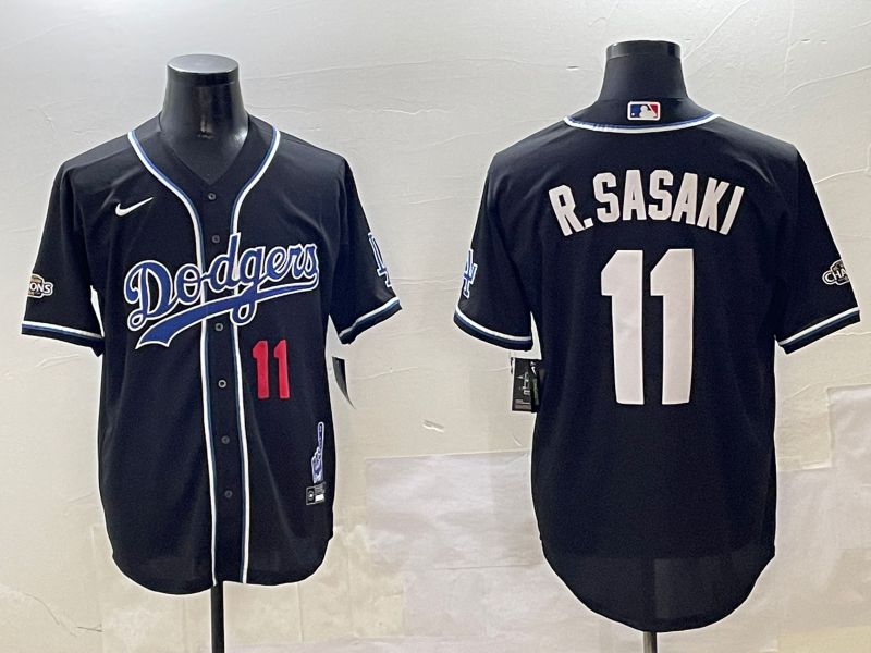 Men Los Angeles Dodgers #11 R.Sasaki Black Fashion Game 2025 Nike MLB Jersey style 30613->philadelphia eagles->NFL Jersey